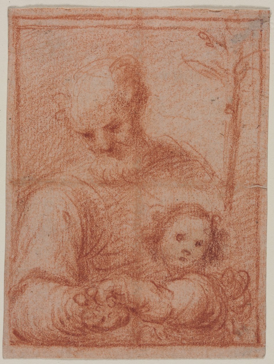 Joseph and Child recto, Fragment of Two Figures verso, 1500-tallet. af Unbekannt