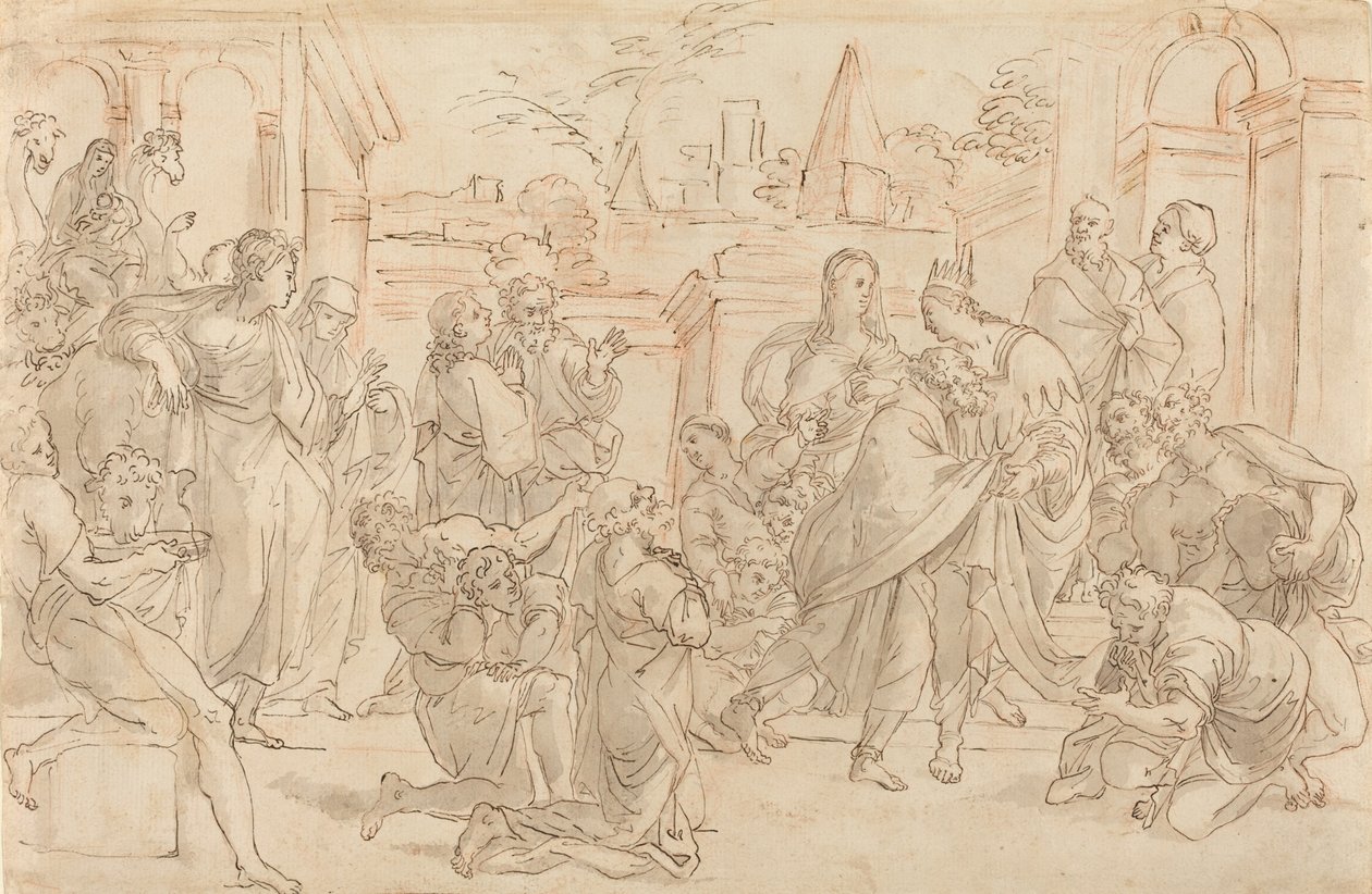 Joseph og hans bror i Egypten [verso], 1600-tallet. af Unbekannt