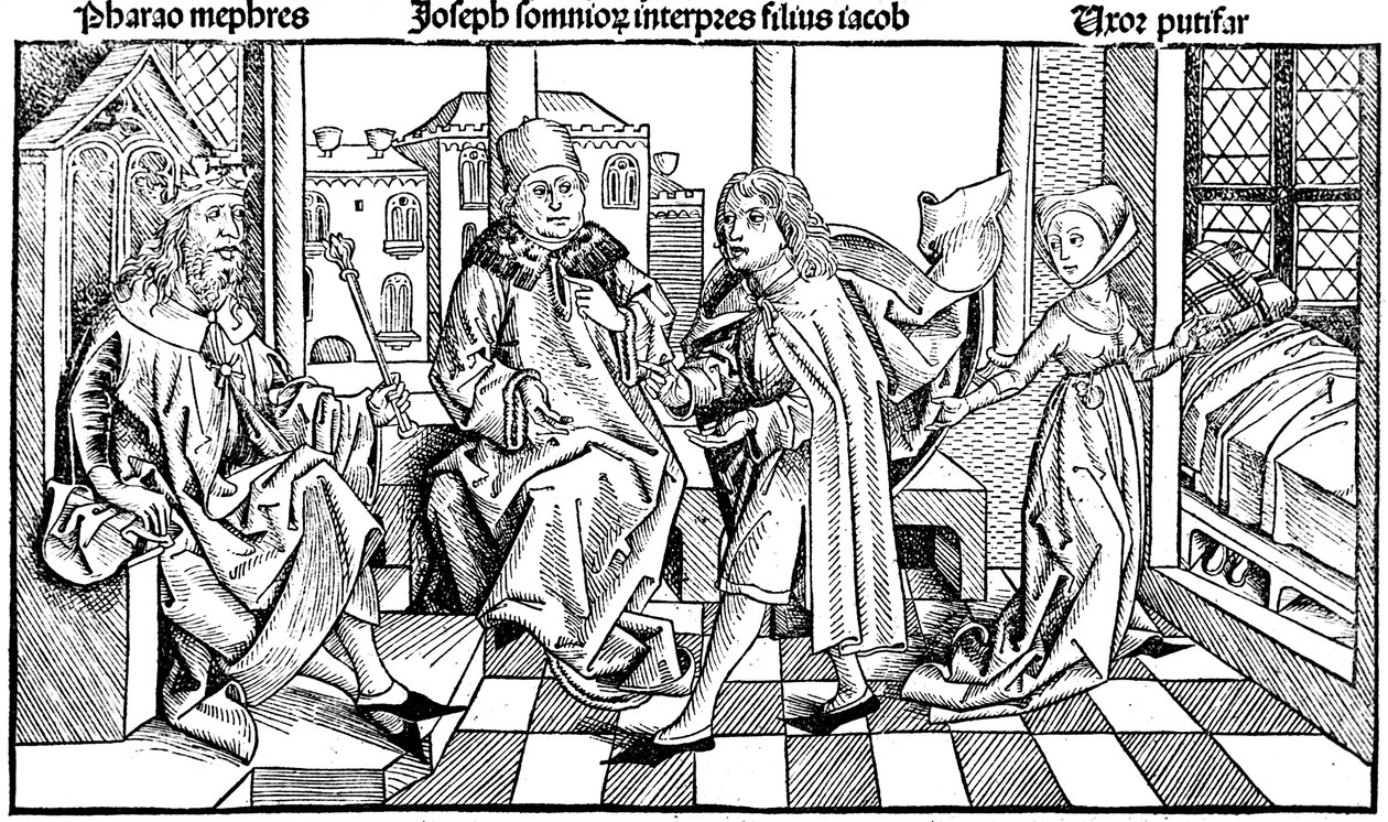 Josef fortolker faraos drøm, 1493 af Unbekannt