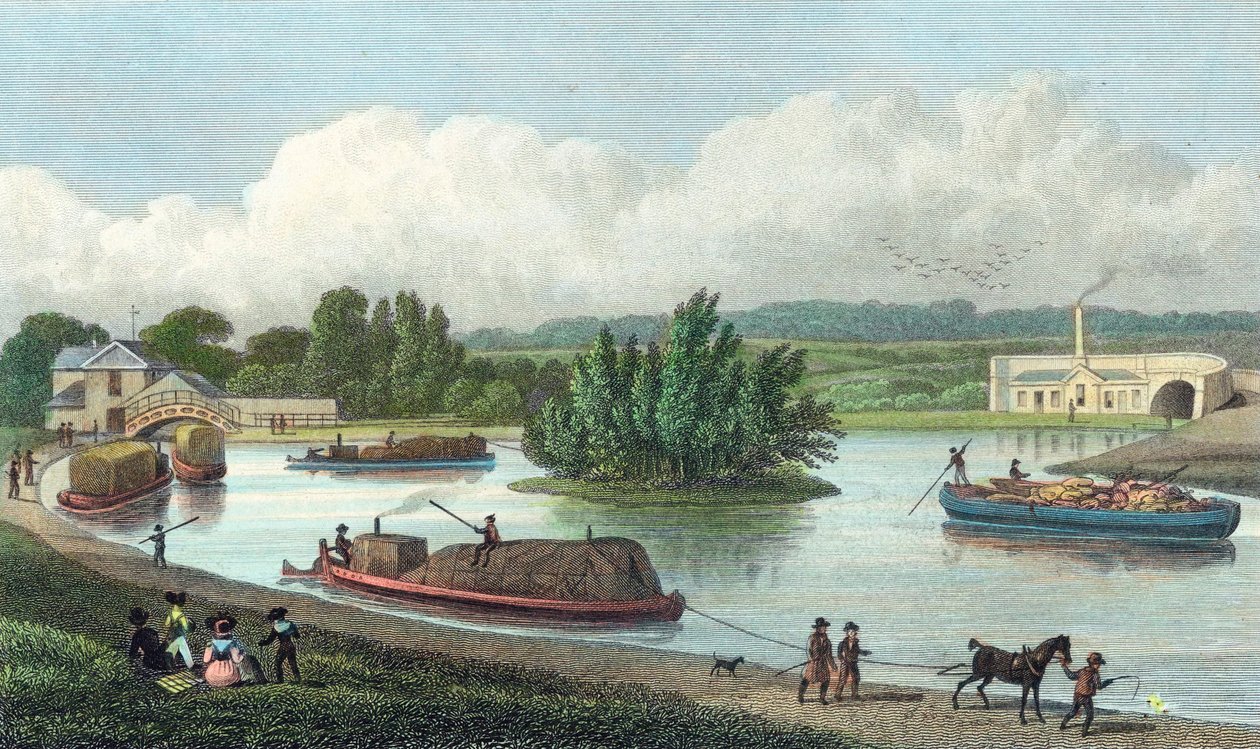 Junction of Regents Canal ved Paddington Basin, London, 1828 af Unbekannt