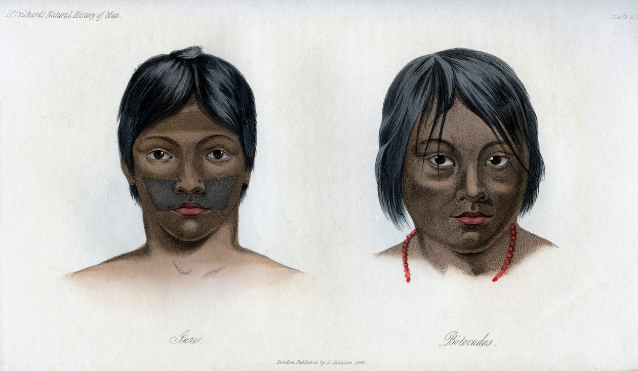 Juri og Botocudos, af Brasilio-Guarani nationen, 1848 af Unbekannt