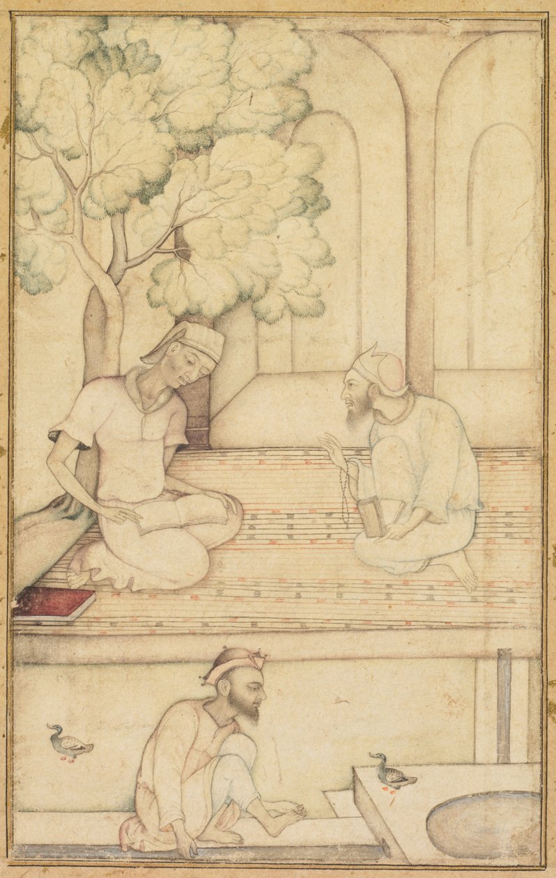 Kabir og to følgere på en terrasse, ca. 1610-1620. af Unbekannt