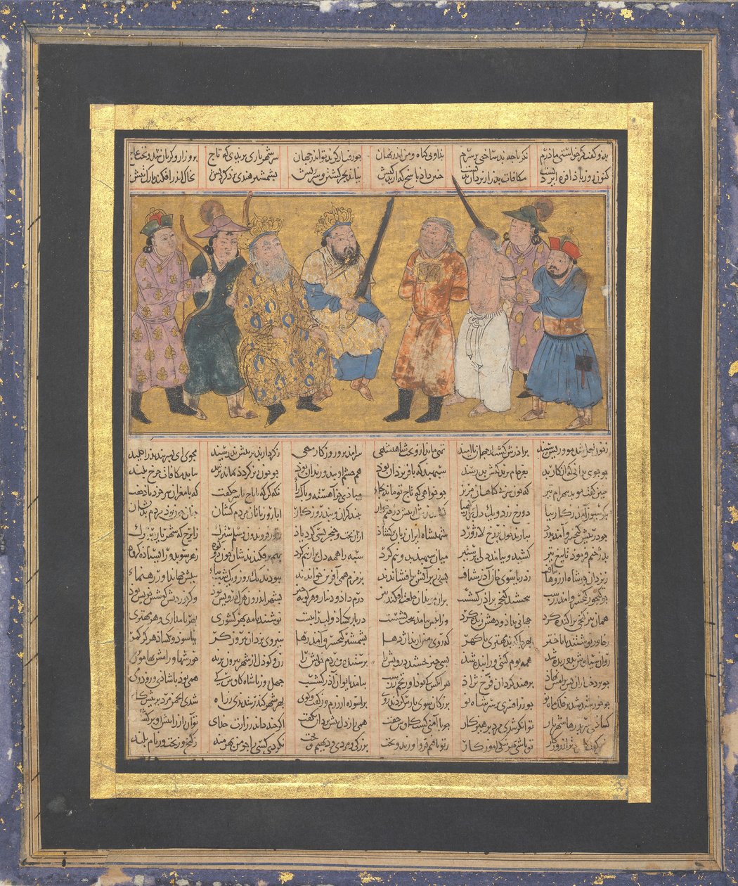 Kai Khusrau troner med et sværd, folio fra den første lille Shahnama..., ca. 1300-30. af Unbekannt