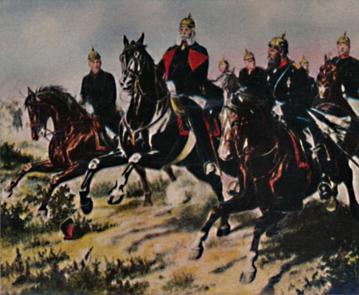 Kaiser Wilhelm I. 1797-1888 og hans paladiner. - Maleri af Camphausen, 1934. af Unbekannt