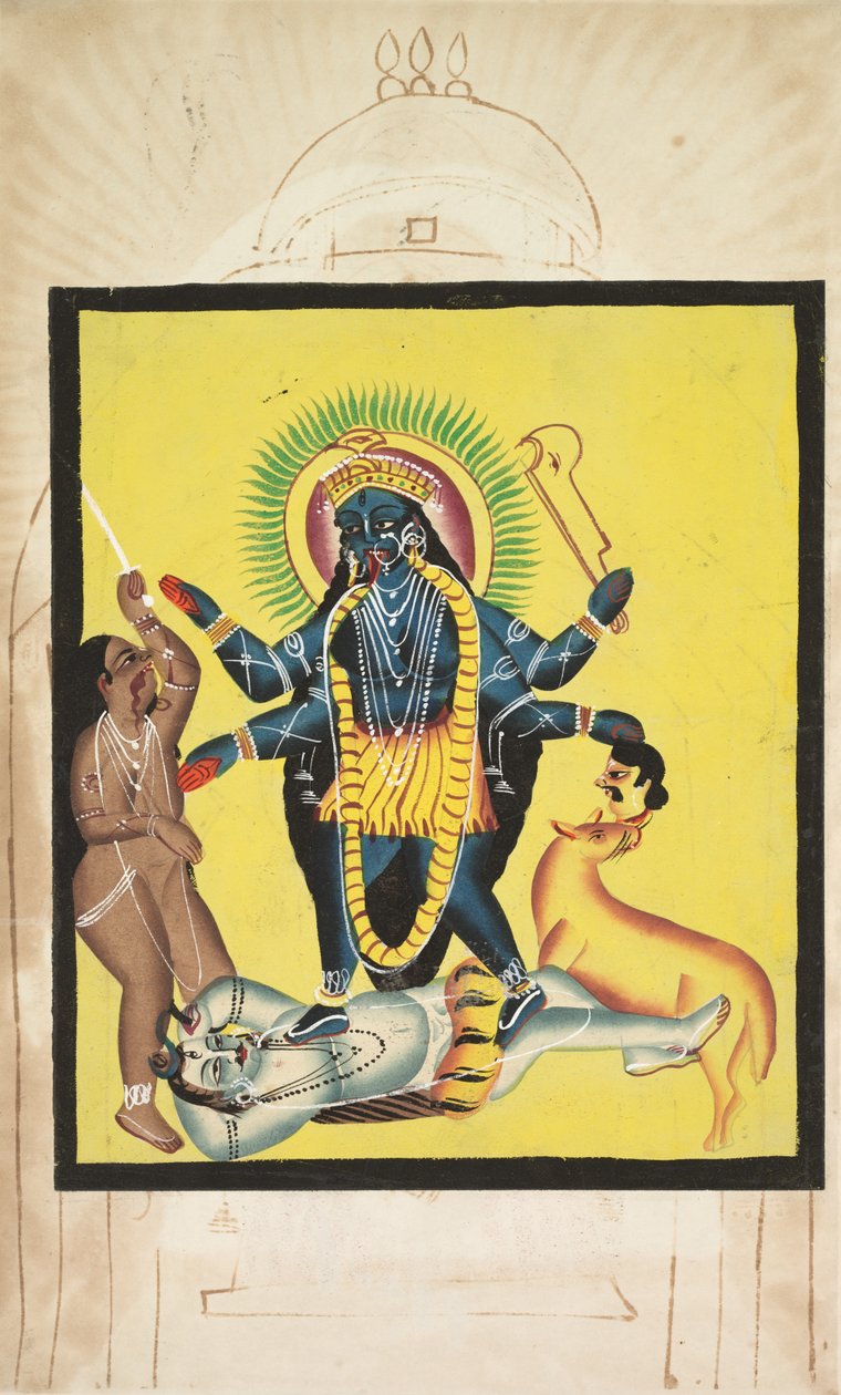 Kali står på Shiva, 1800-tallet. af Unbekannt