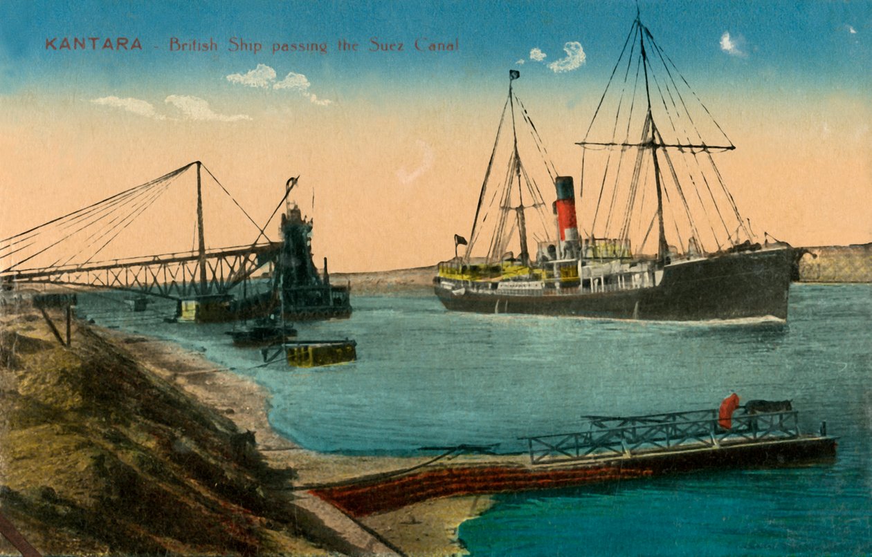 Kantara - Britisk skib passerer Suez-kanalen, c1918-c1939. af Unbekannt