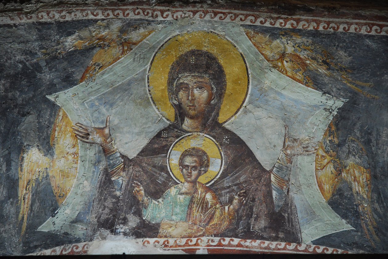 Kariye Camii (St Sauveur In Chora kirke) fresko: Jomfru og barn, Istanbul, Turkiet af Unbekannt