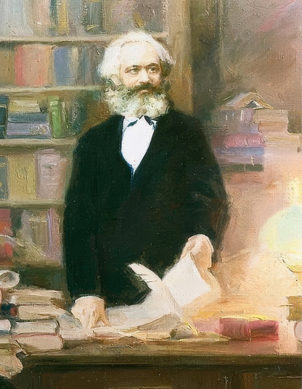 Karl Marx i sit arbejdsværelse. Omkring 1875 af Unbekannt
