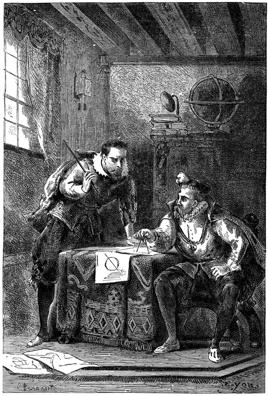 Kepler og Brahe på arbejde sammen c1600, c1870 af Unbekannt