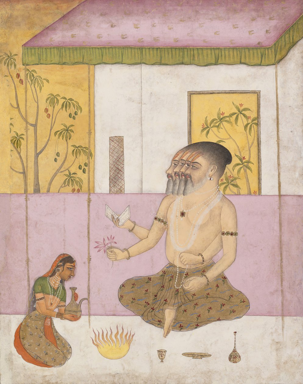 Khambhavati Ragini: Folio fra en Ragamala Series Garland of Musical Modes, ca. 1675. af Unbekannt