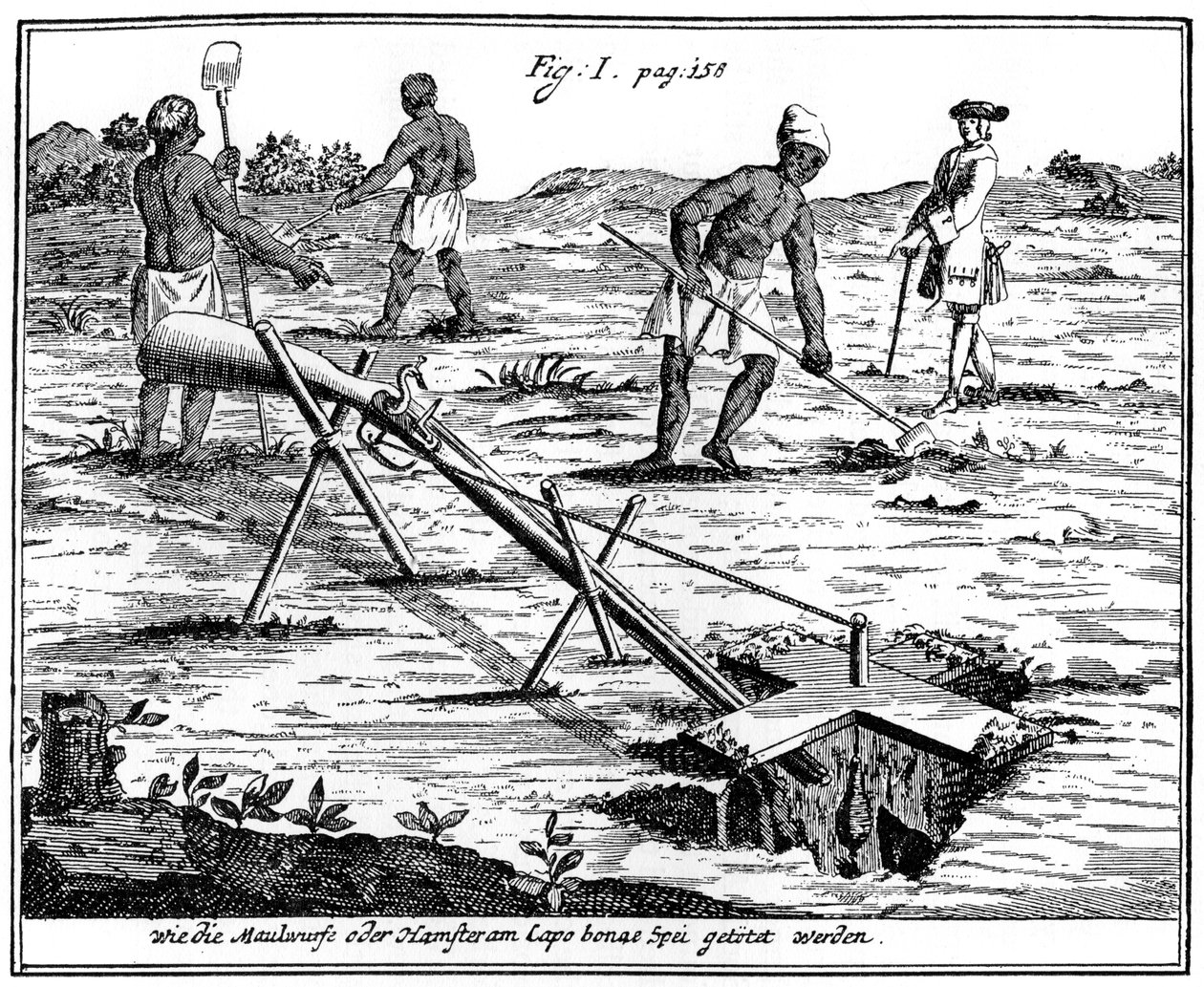 Khoikhois fanger muldvarpe, Sydafrika, 1700-tallet 1931 af Unbekannt