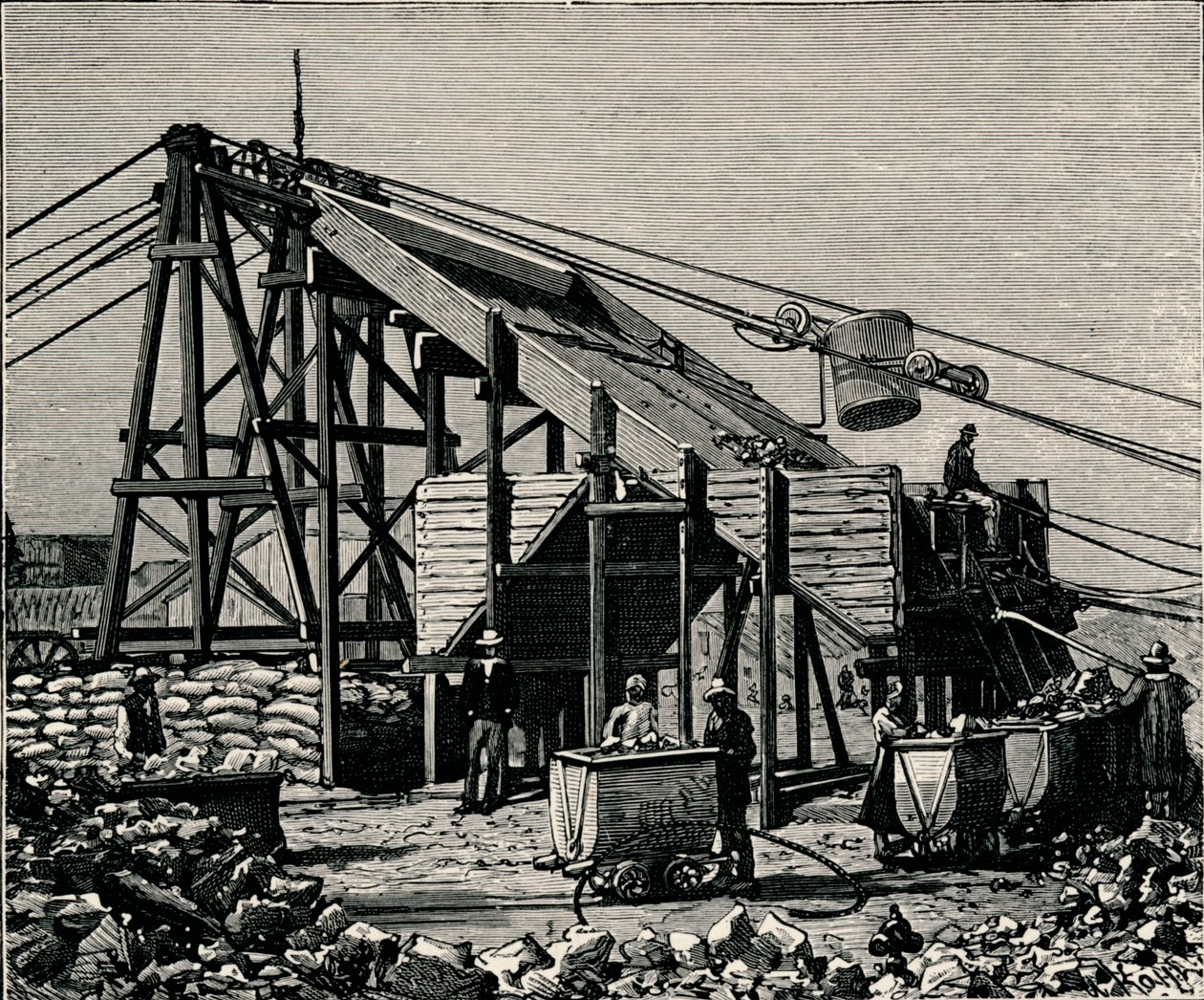 Kimberley Diamond Mine: apparat til at hæve den diamantholdige jord, 1896 af Unbekannt