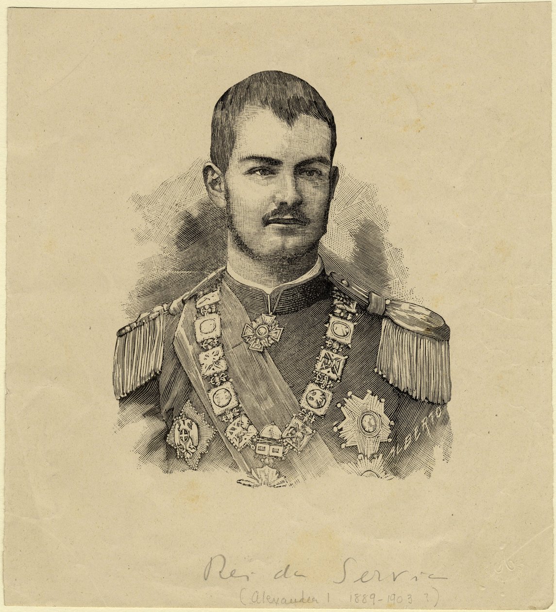 Kong Aleksandar af Serbien 1876-1903, ca. 1889 af Unbekannt