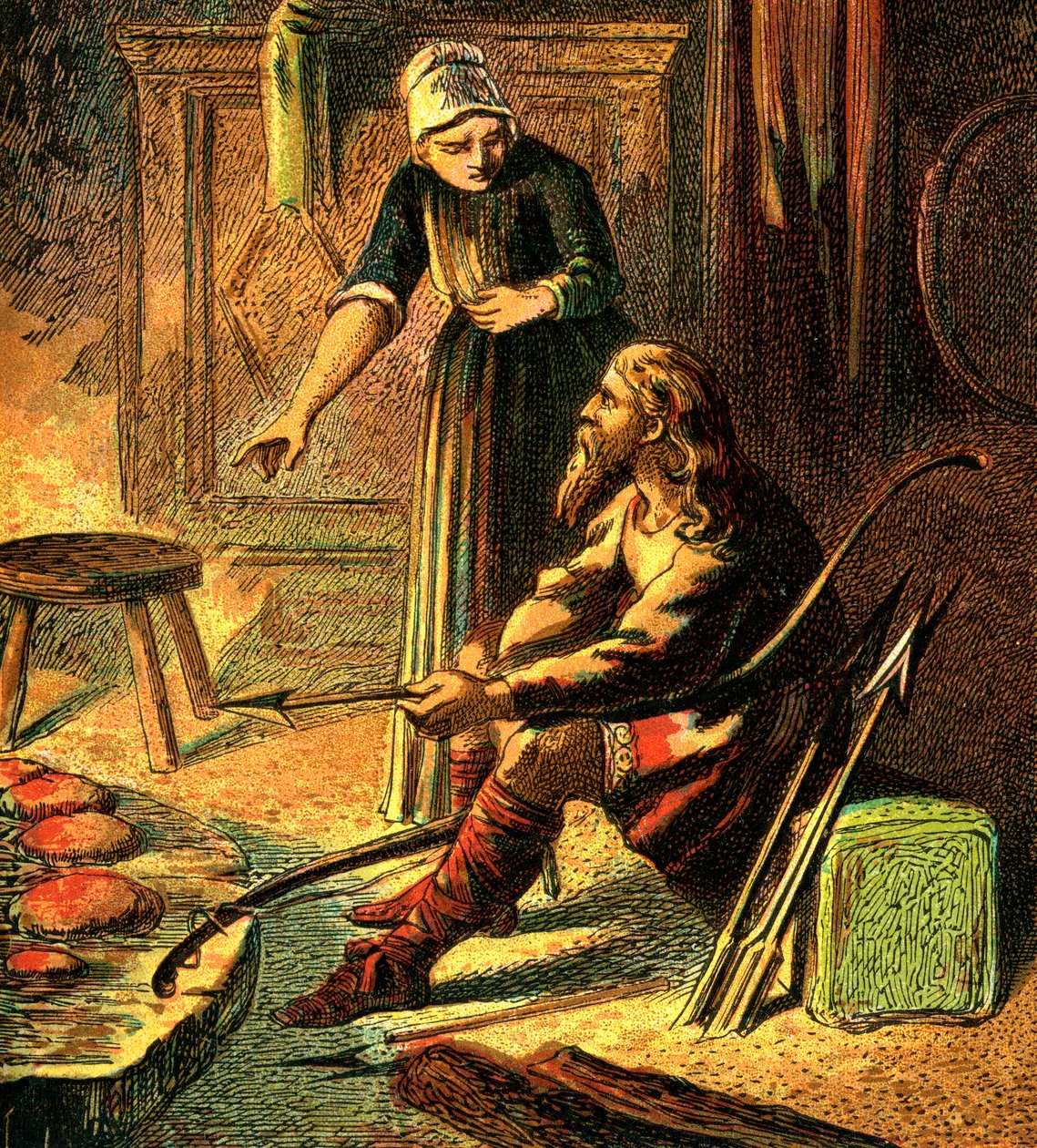 Kong Alfred og kagerne, c1850 af Unbekannt