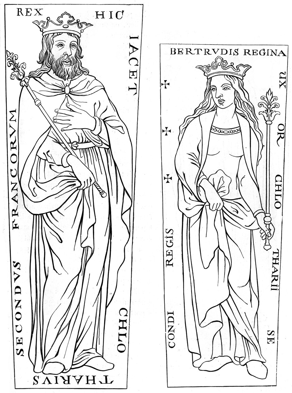 Kong Clotaire II 584-629 og Bertude 575-604, 12. århundrede 1849 af Unbekannt