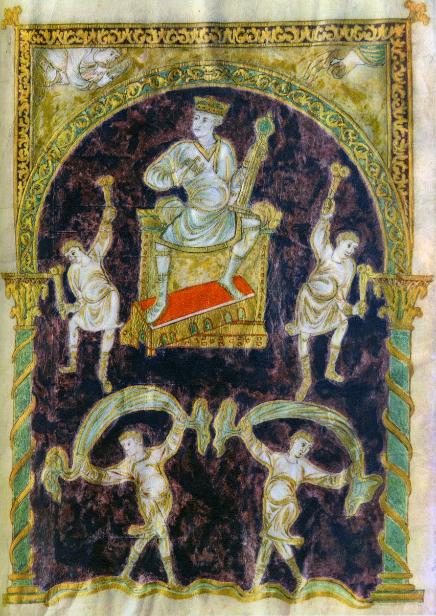 Kong David troner, dansere, slutningen af det 9. århundrede 890-900, Abbey of St Gall af Unbekannt