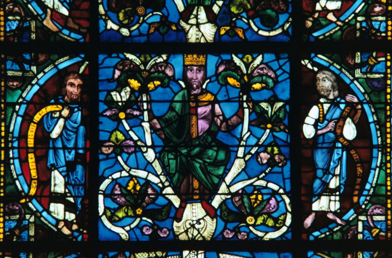 King David, farvet glas, Chartres Cathedral, Frankrig, 1145-1155 af Unbekannt