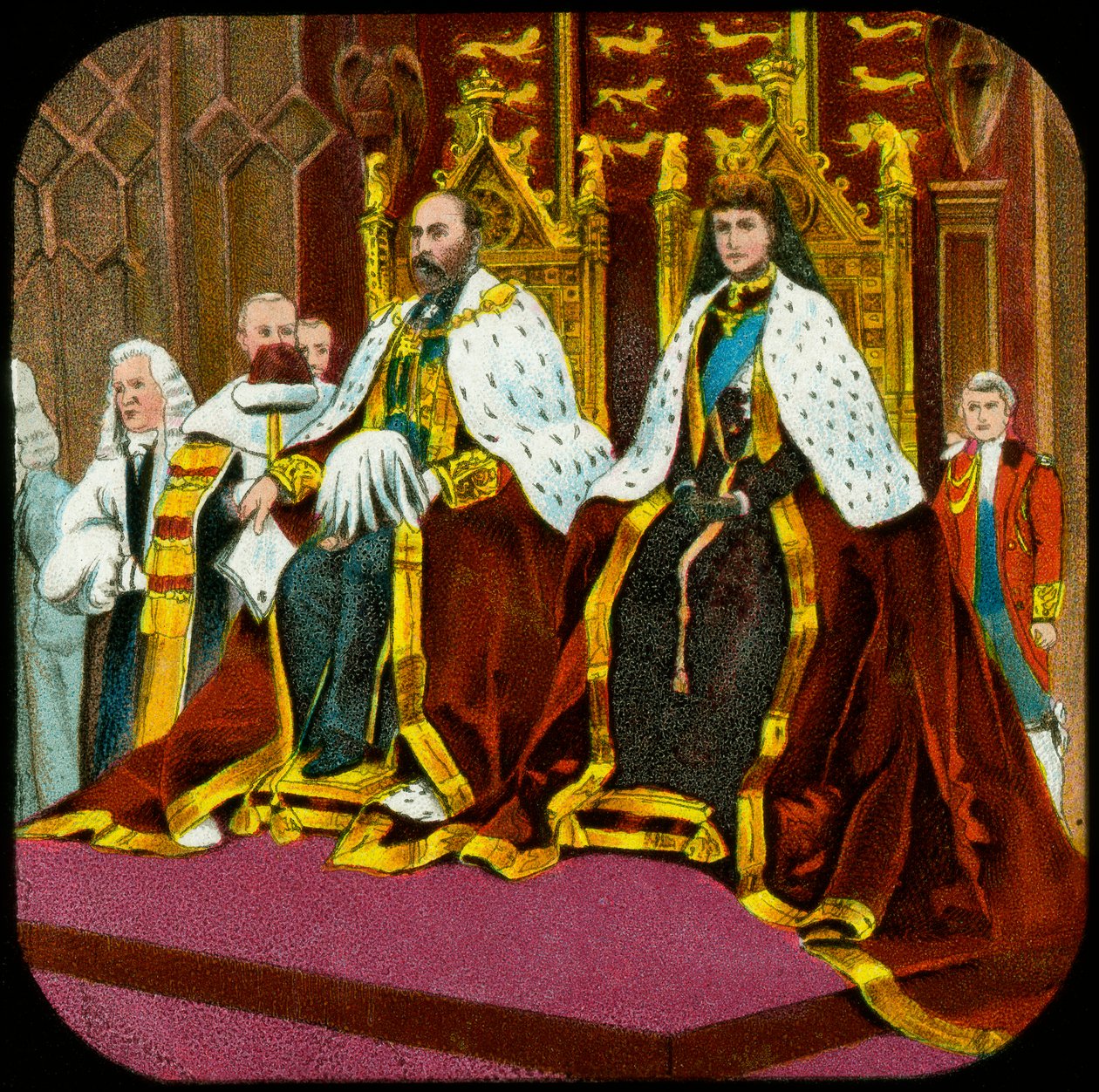 Kong Edward VII og dronning Alexandra, statsåbningen af parlamentet, Westminster, c1902-1909 af Unbekannt