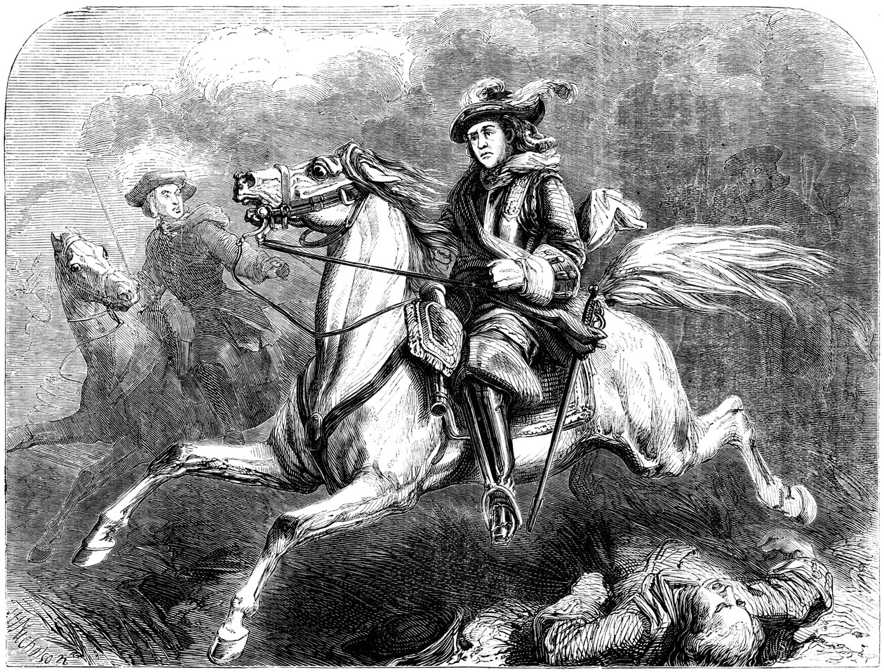 Kong George II ved slaget ved Dettingen, 1743 af Unbekannt
