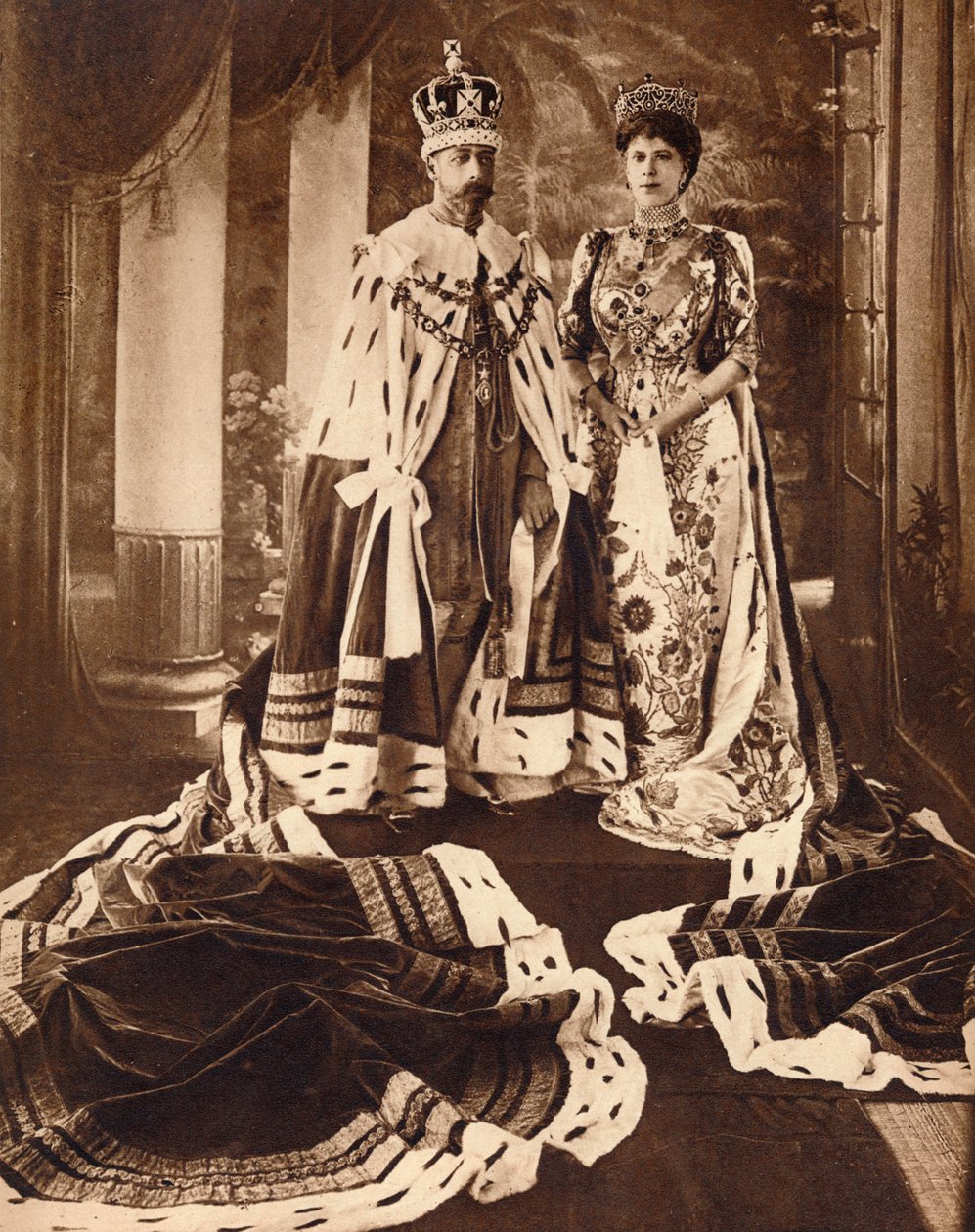 Kong George V og Queen Mary kronede og klædte til Delhi Durbar, 1911 1935. af Unbekannt