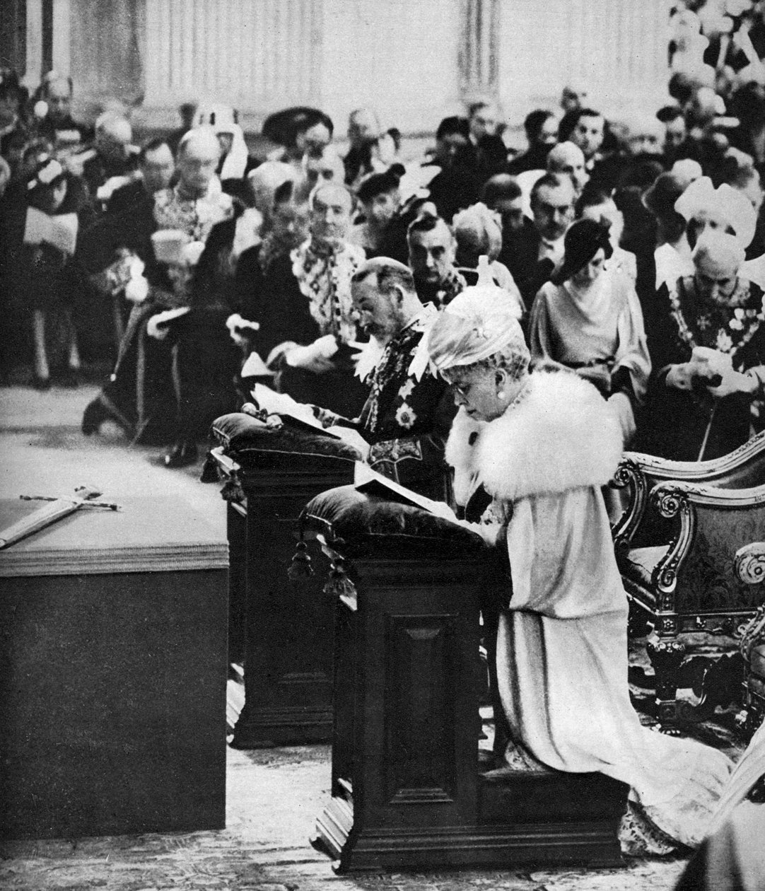 King George V og Queen Mary i St Pauls Cathedral, Silver Jubilee Thanksgiving service, 1935 af Unbekannt