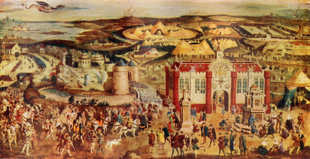 Kong Henrik VIII. Møde...Francis ved...Guldklædets felt, 1520, c1930. af Unbekannt