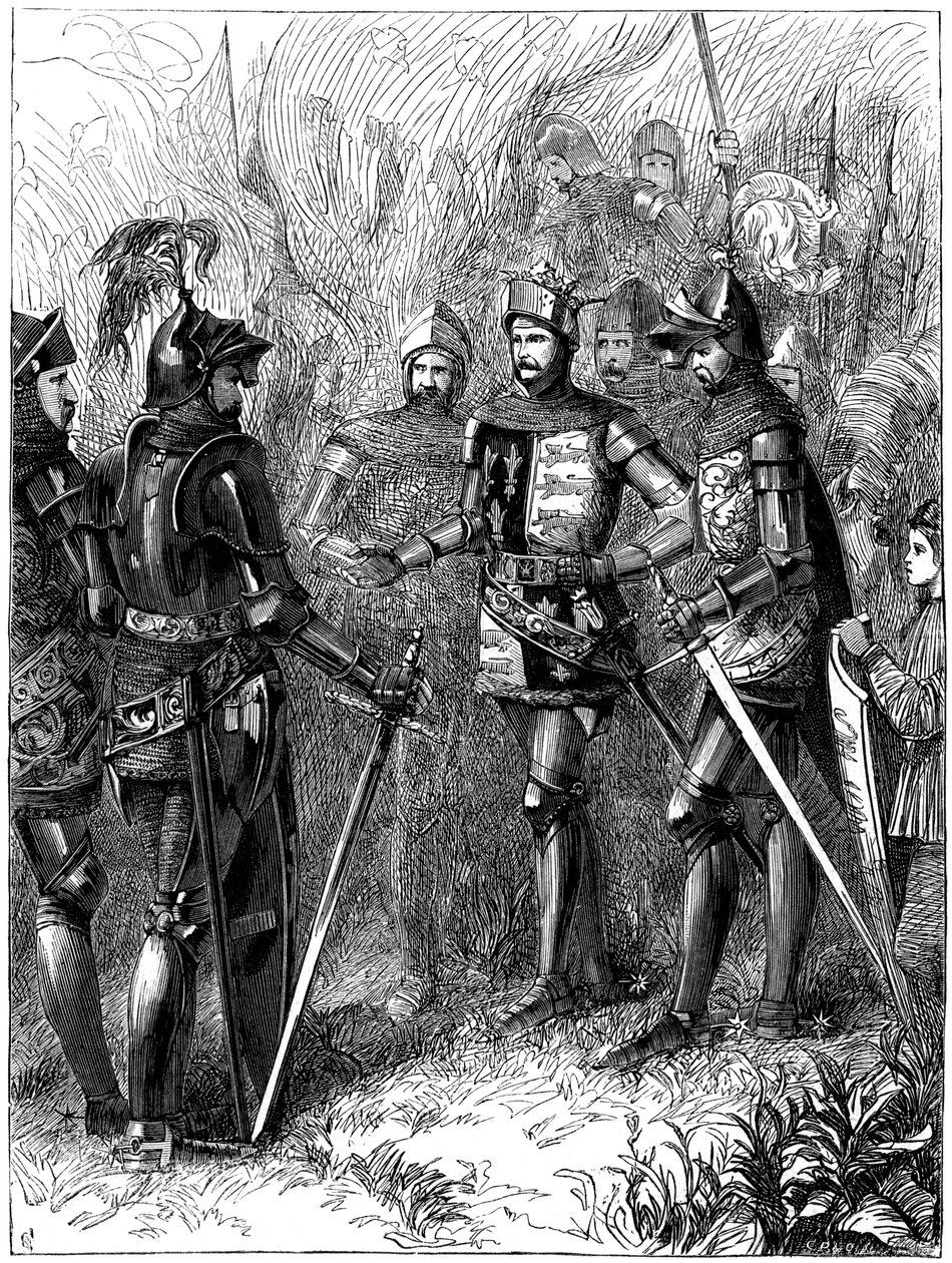 Kong Henrik V 1387-1422 og Sire de Helly i Agincourt, 1415 af Unbekannt