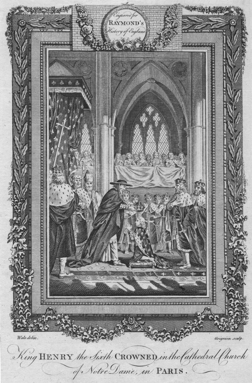 Kong Henrik den Sjette kronet i katedralkirken Notre Dame, i Paris, c1787 af Unbekannt