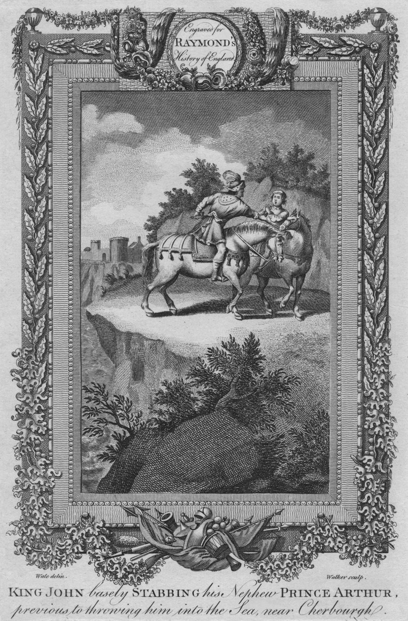 Kong John stak sin nevø, prins Arthur, før han kastede ham i havet, c1787 af Unbekannt