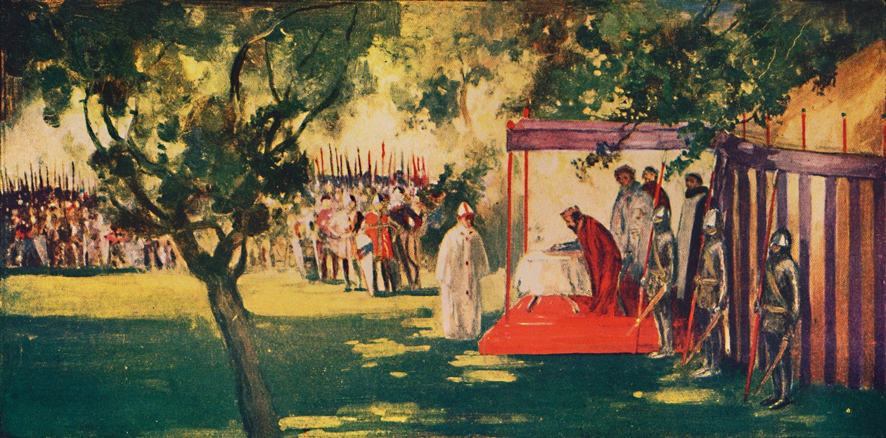 Kong John underskrev Magna Charta i Runnydale, 1912 af Unbekannt