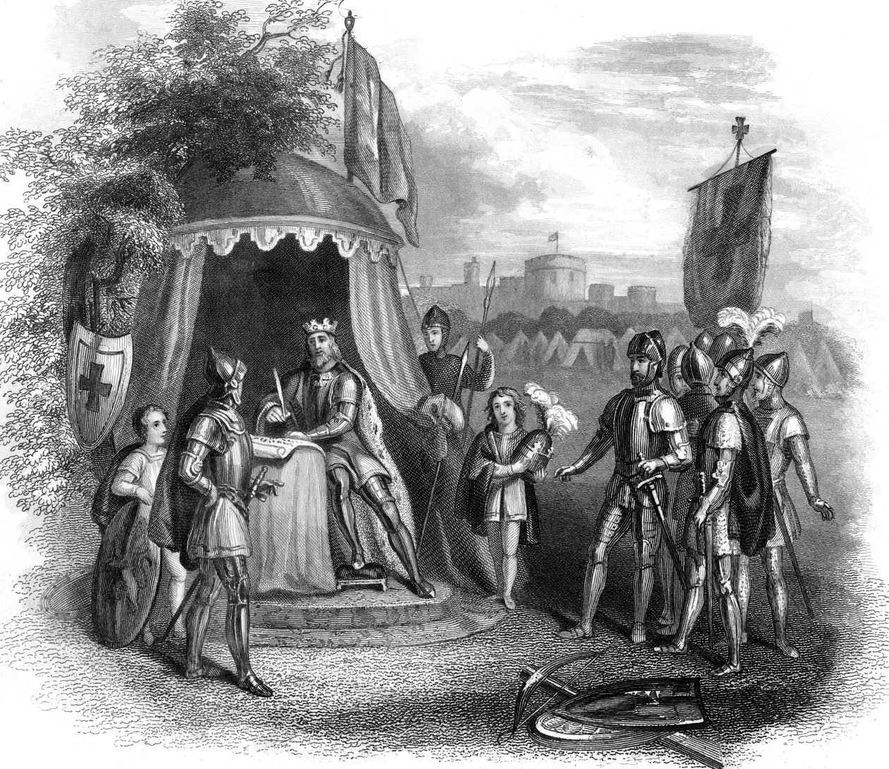 Kong John underskriver Magna Carta, Runnymede, Surrey, 1215 af Unbekannt