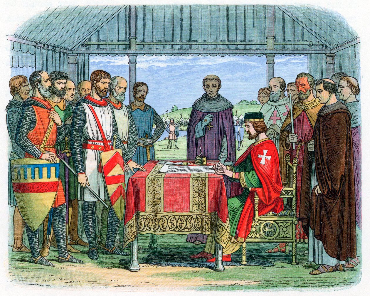 Kong John underskriver Magna Carta i Runnymede, Surrey, 15. juni 1215 1864 af Unbekannt