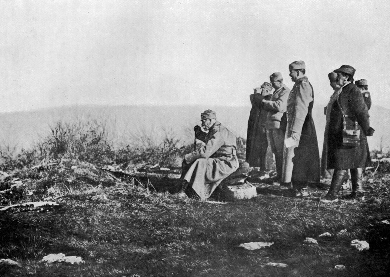 Kong Peter af Serbien ved fronten, Første Verdenskrig, 1914, 1920 af Unbekannt