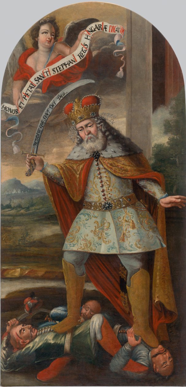 Kong Sankt Stefan i kampen med tyrkerne, ca. 1718-1719. af Unbekannt