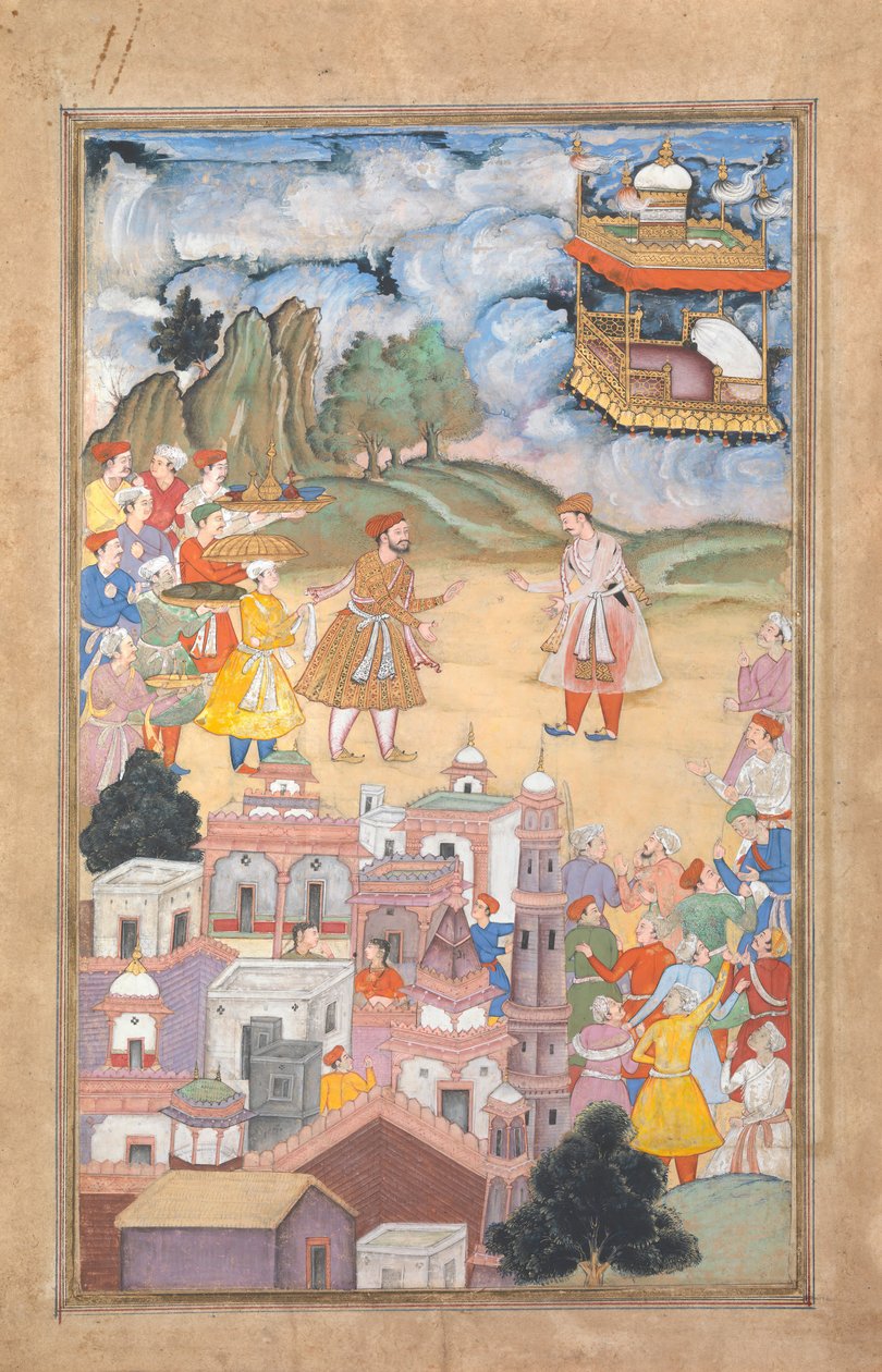 Kong Sal besøger Kala Yavana, Folio fra Harivamsa Legend of Hari Krishna, K. 1590-95. af Unbekannt