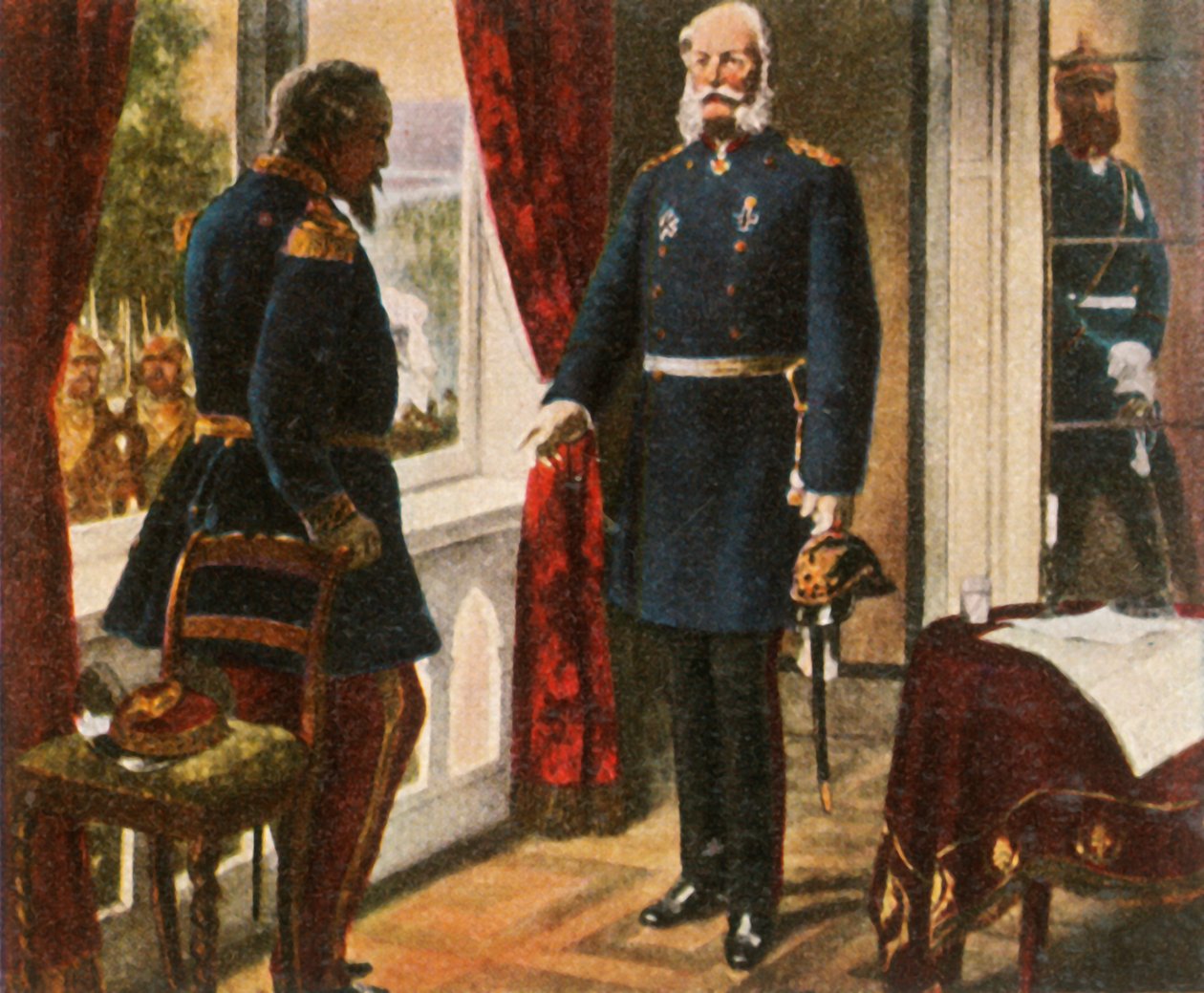Kong Wilhelm og kejser Napoleon efter slaget ved Sedan, 2. september 1870, 1936. af Unbekannt