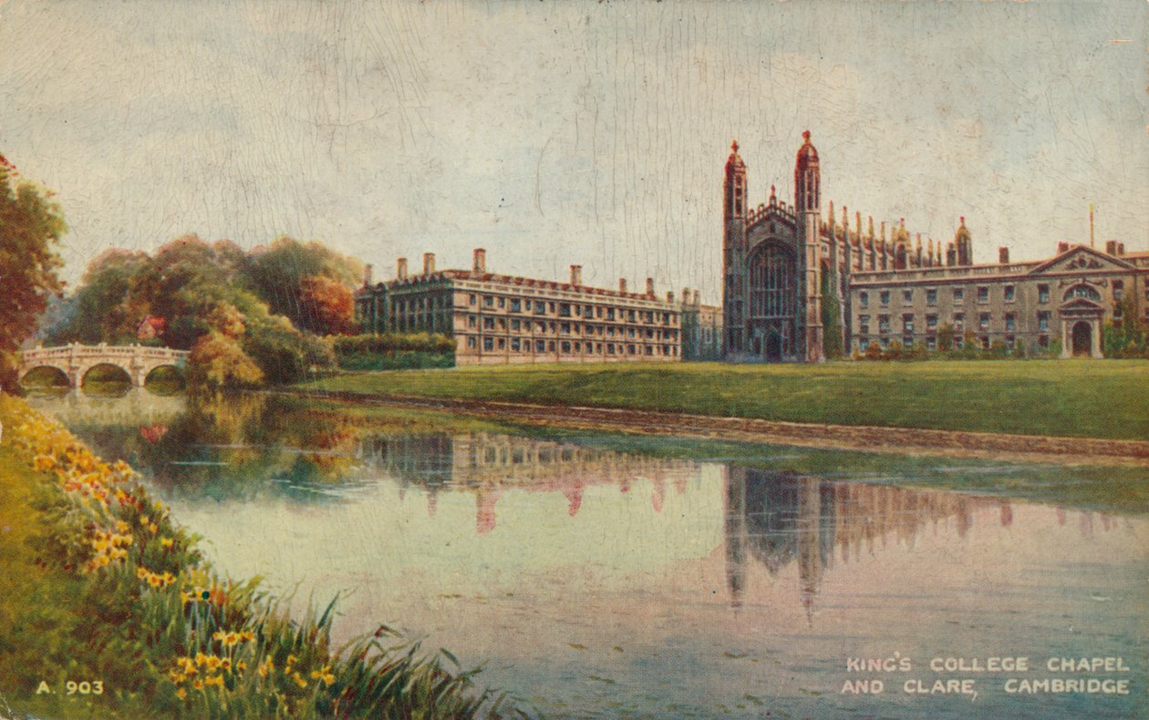 Kings College Chapel og Clare College, Cambridge, c1935 af Unbekannt
