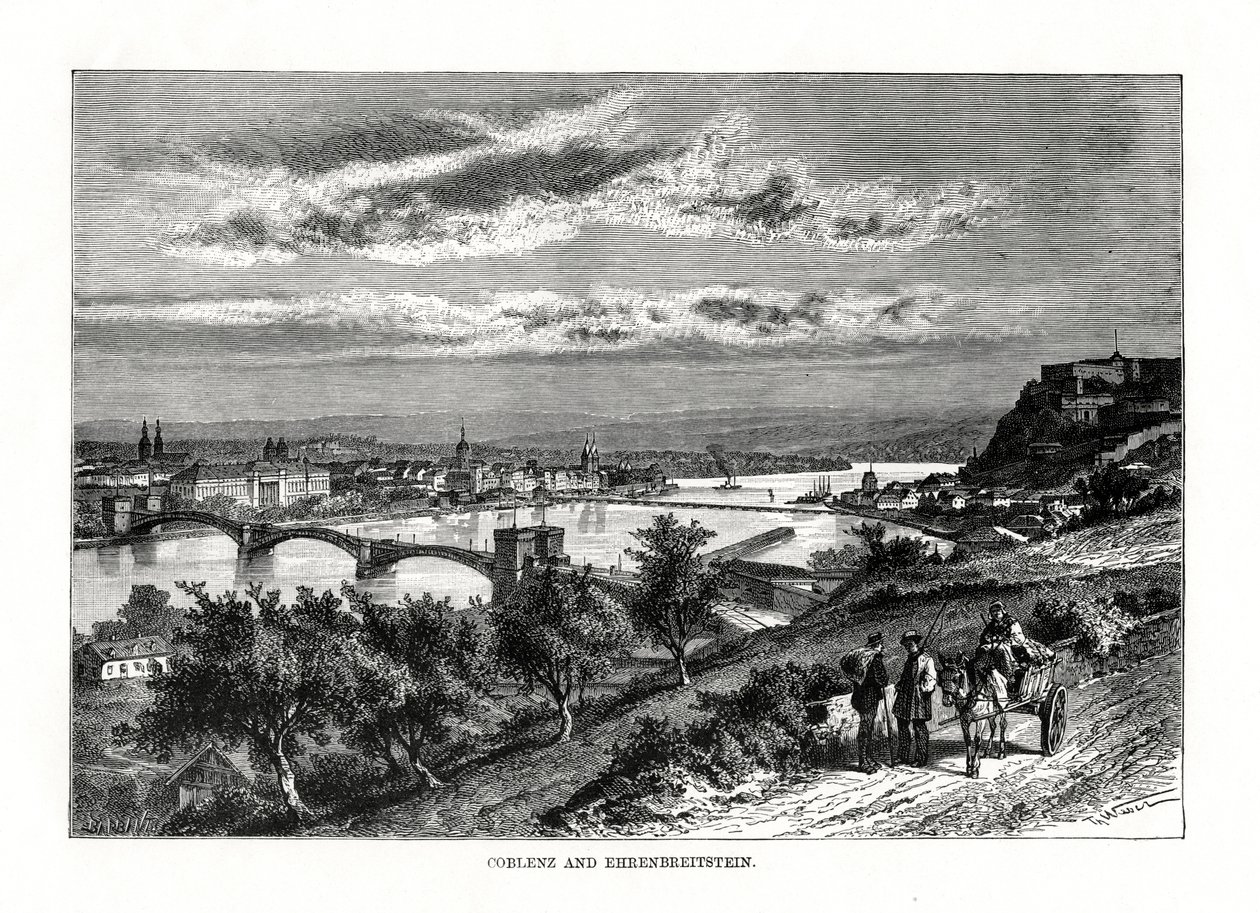 Koblenz og Ehrenbreitstein fæstning, Tyskland, 1879 af Unbekannt