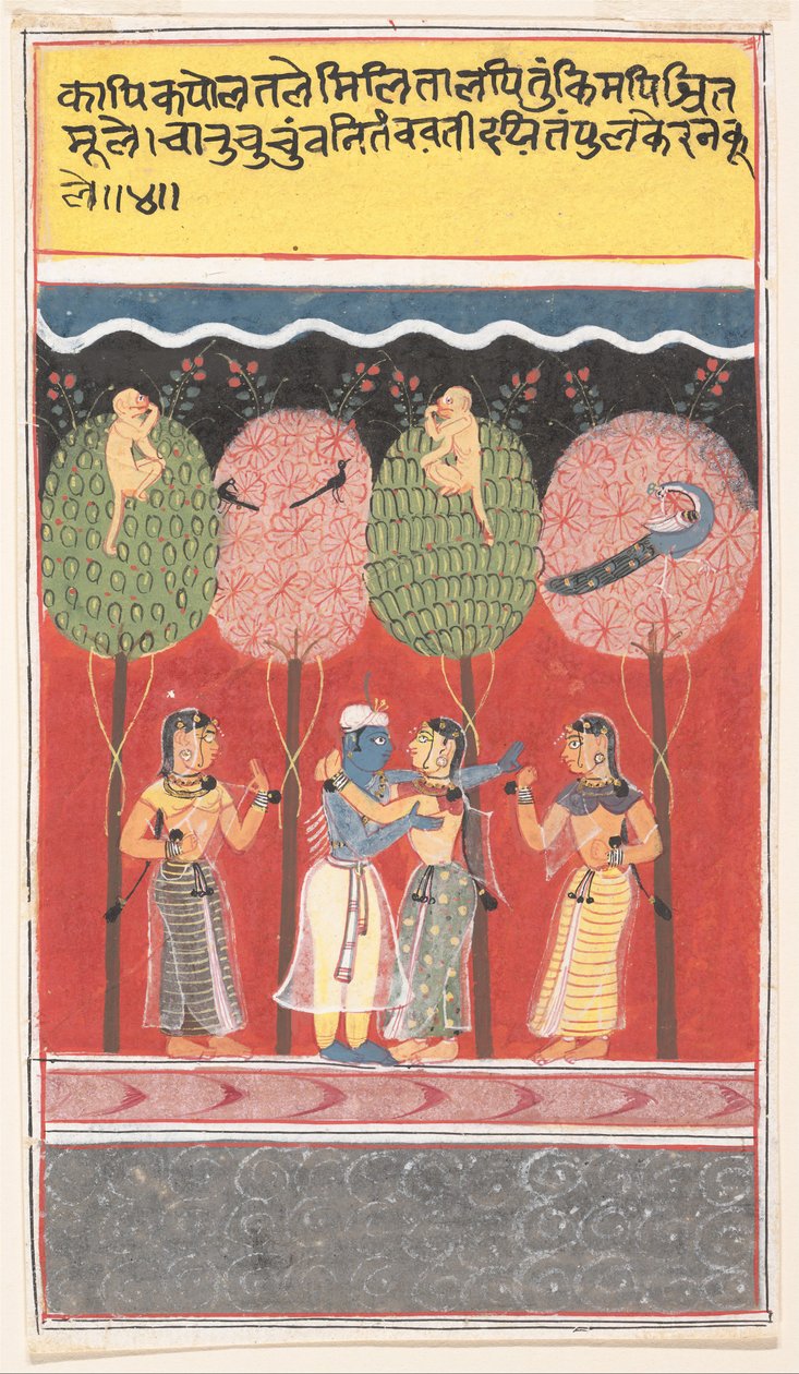 Krishna Revels with the Gopis...fra en Dispersed Gita Govinda Song of the Cowherds, c1630-40. af Unbekannt