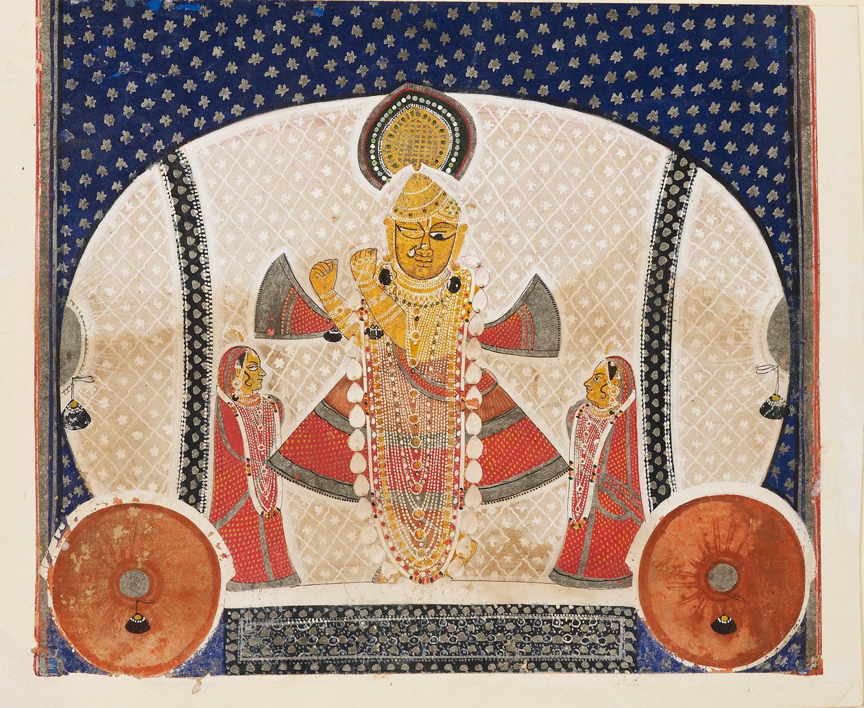 Krishna som Shrinathji, der spiller fløjte, tidligt i det 20. århundrede af Unbekannt