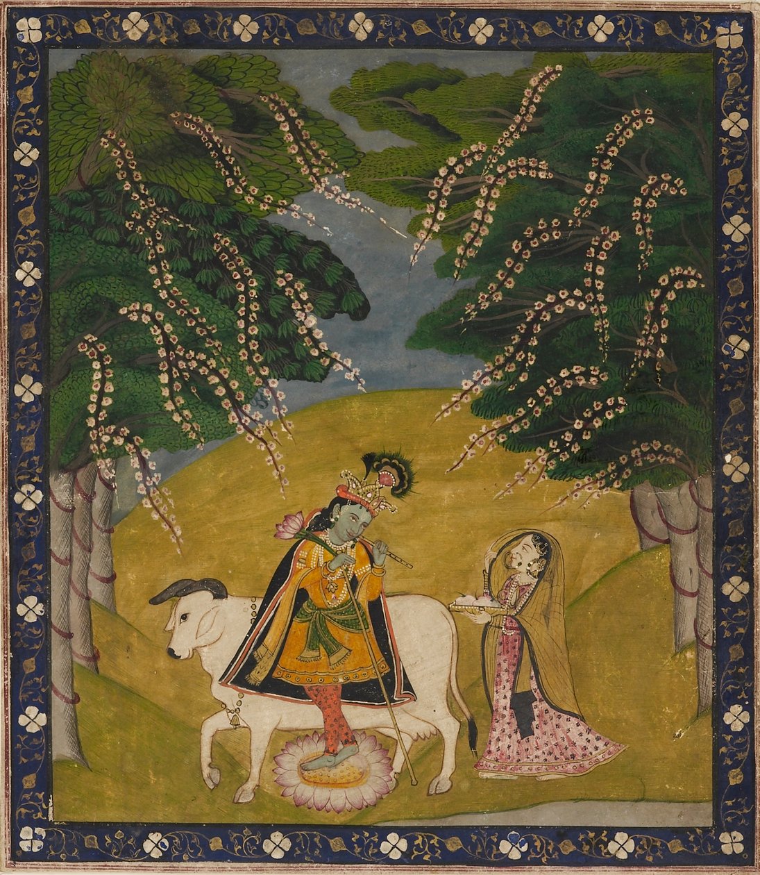 Krishna bliver tilbudt kager, det 19.-20. århundrede af Unbekannt