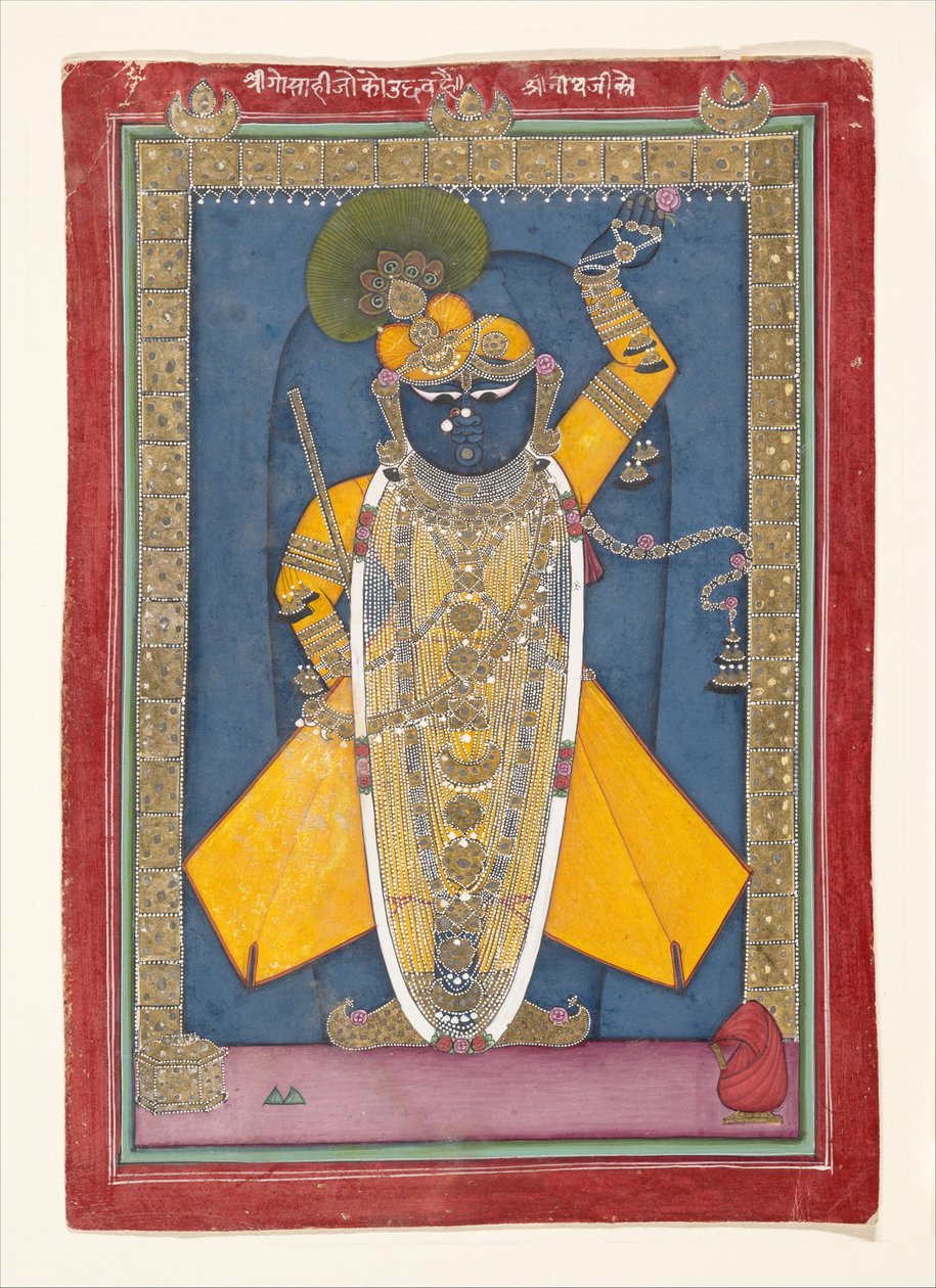 Krishna i form af Shri Nathji, ca. 1840. af Unbekannt