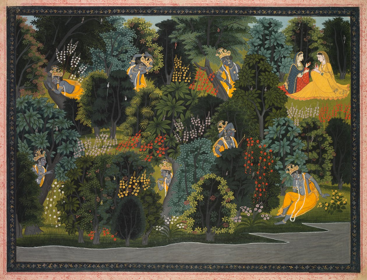 Krishnas længes efter Radha, fra Gita Govinda fra Jayadeva, ca. 1820-1825. af Unbekannt