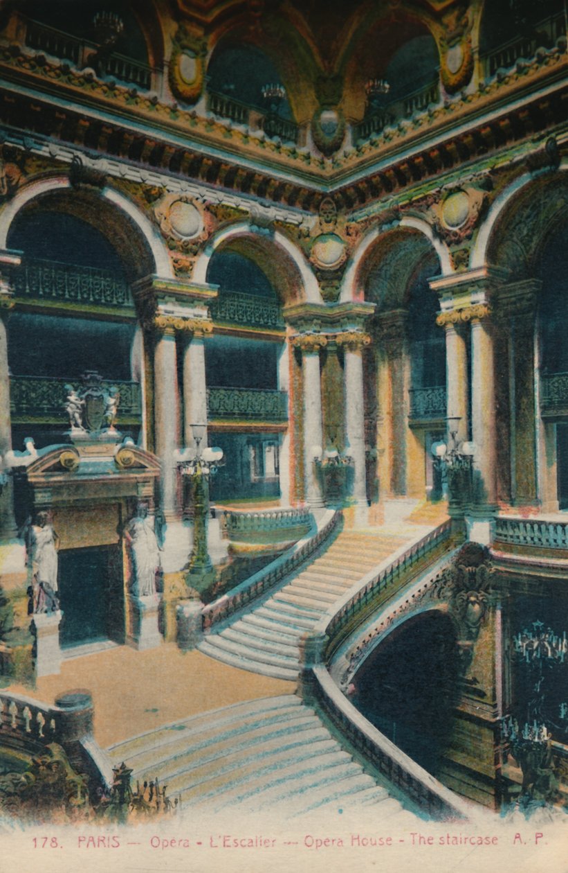 LOpéra Garnier - trappen, Paris, c1920 af Unbekannt