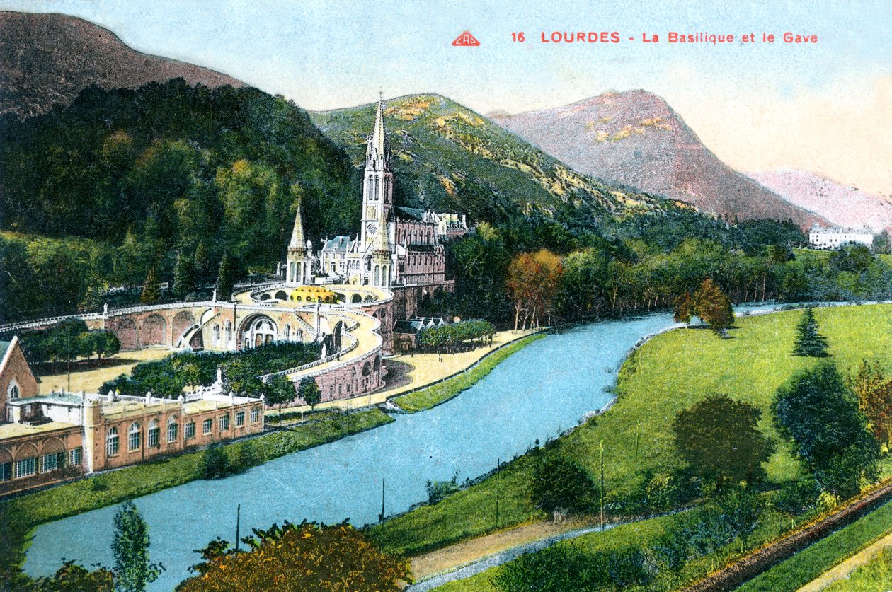 Basilikaen og gaven, Lourdes, Frankrig, 1933 af Unbekannt
