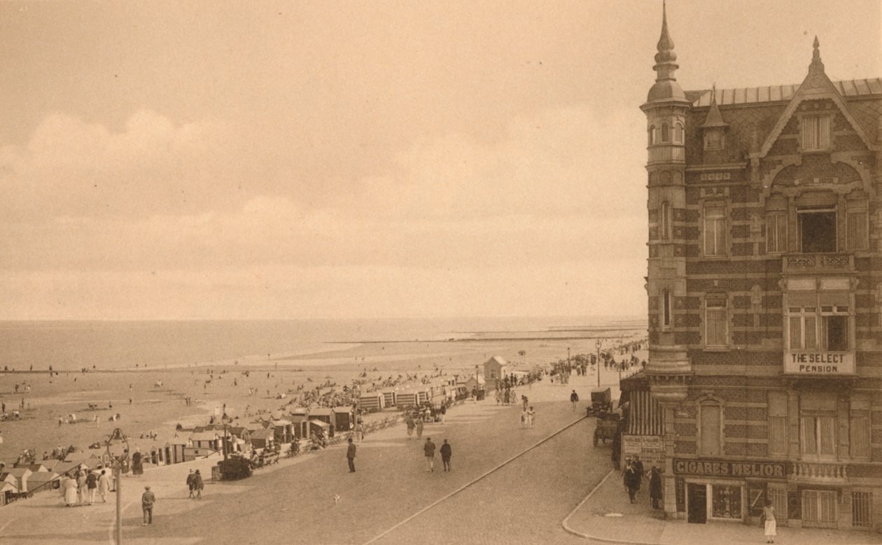La Digue et la Plage, Promenade og stranden, c1900. af Unbekannt