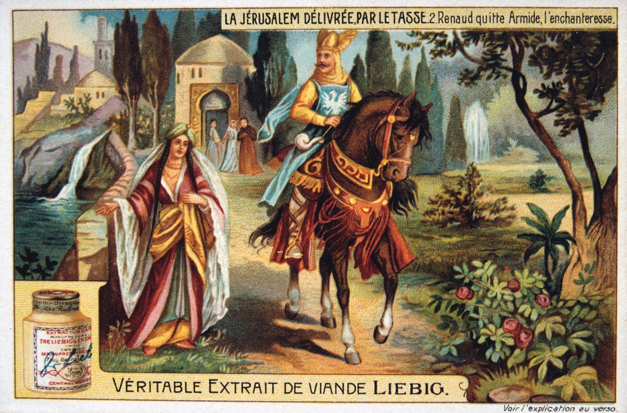 La Jerusalem aflevere par le Tasse, Renaud forlader Armide, en fortryllende. 19. århundrede af Unbekannt