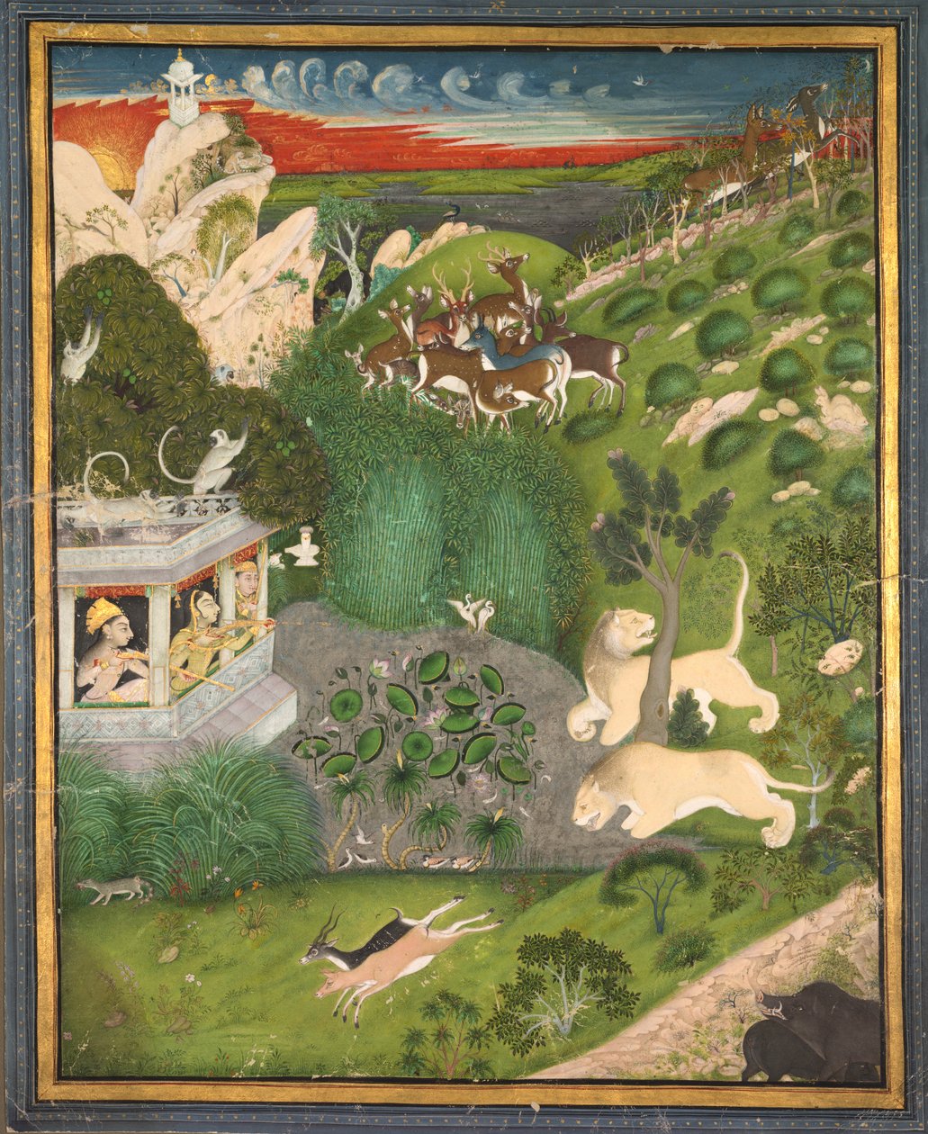 Damer, der skyder fra en pavillon, ca. 1810. af Unbekannt
