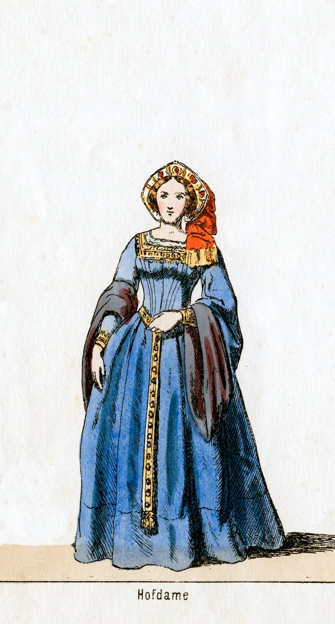 Dame i vente, kostumedesign til Shakespeares skuespil, Henry VIII, 1800-tallet af Unbekannt