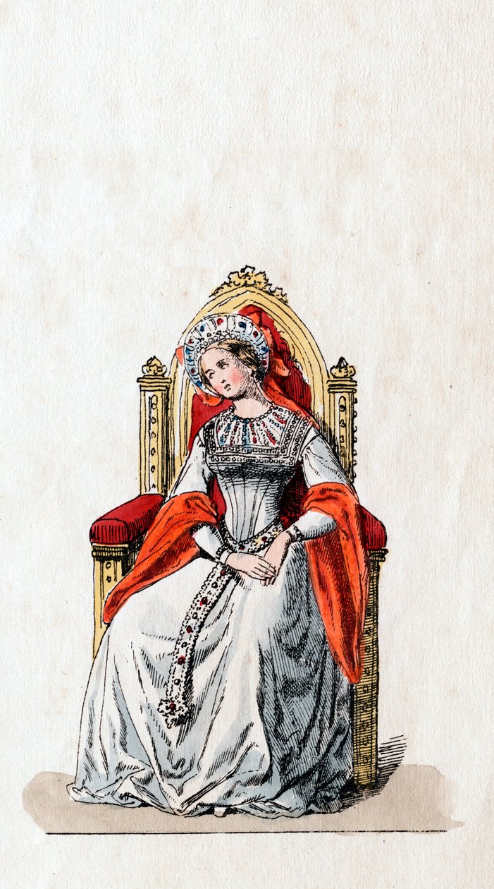 Dame i vente, kostumedesign til Shakespeares skuespil, Henry VIII, 1800-tallet af Unbekannt